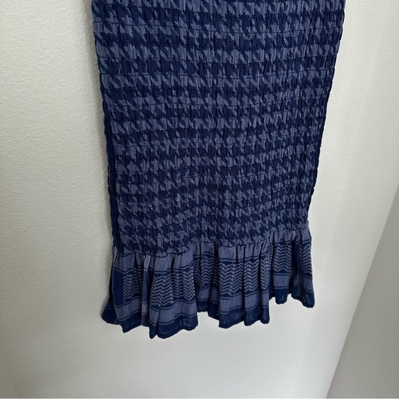 Summery Copenhagen Women's Celine Short Sleeve Dress Blue Houndstooth Size Small - Picture 5 of 12